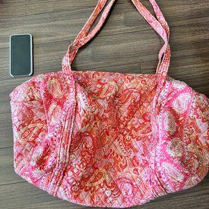 Vera Bradley Large Duffel Weekender Overnight Bag in Sherbet